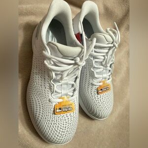 Skechers White hands free slip-ins